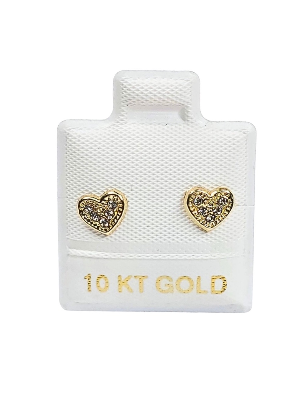10K Solid Gold Heart CZ Stud Earrings Screw Back Women Kids Broquel Corazon 6mm